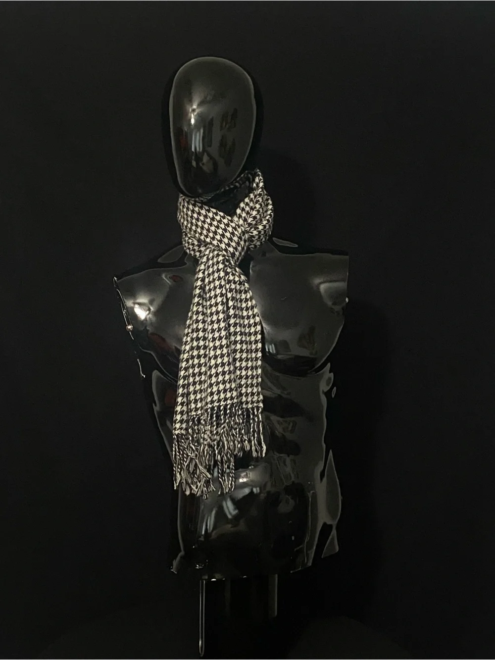 Classic Black & White Houndstooth Scarf - Men